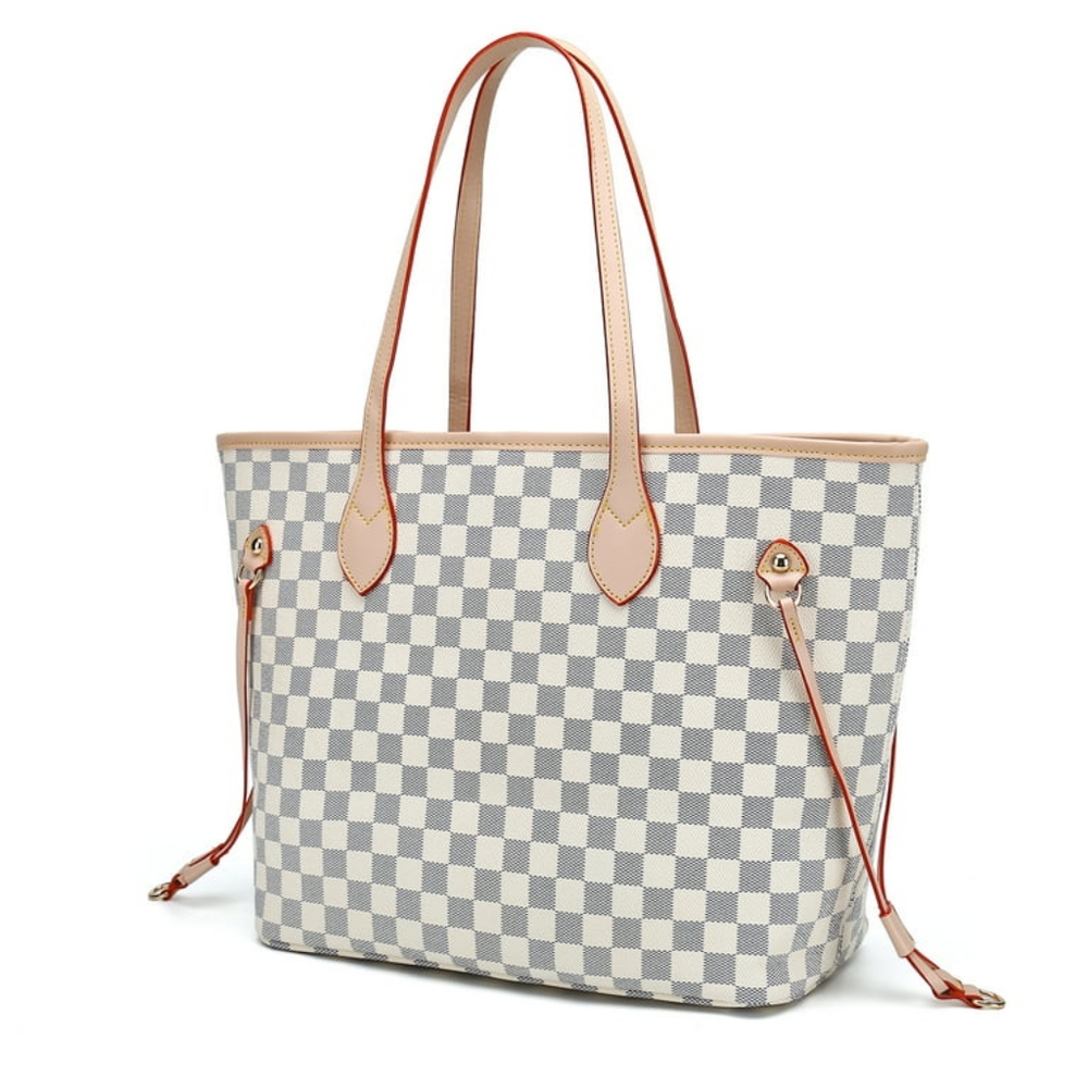 Twenty Four Checkered Tote Shoulder Bag Women